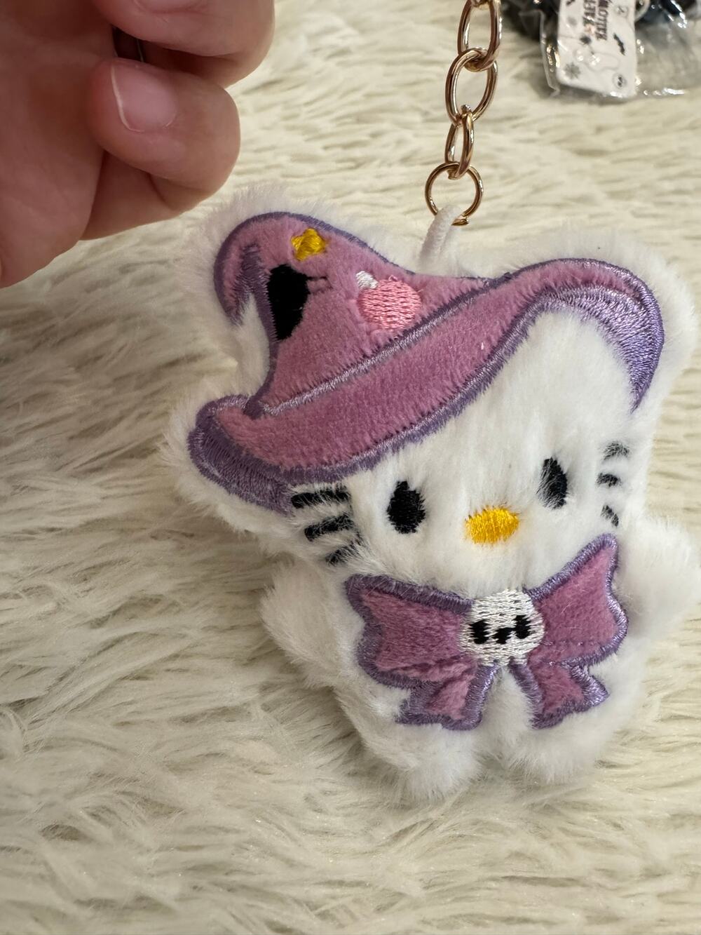 Sanrio Hello Kitty Witch plush Keychain with purple witch hat and bow